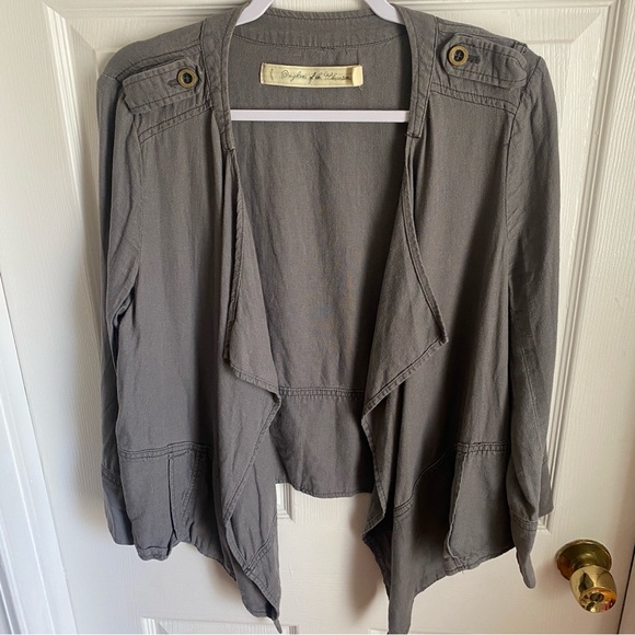 Anthropologie Daughters of the Liberation Gray Linen Blend Waterfall Jacket M - Picture 7 of 7